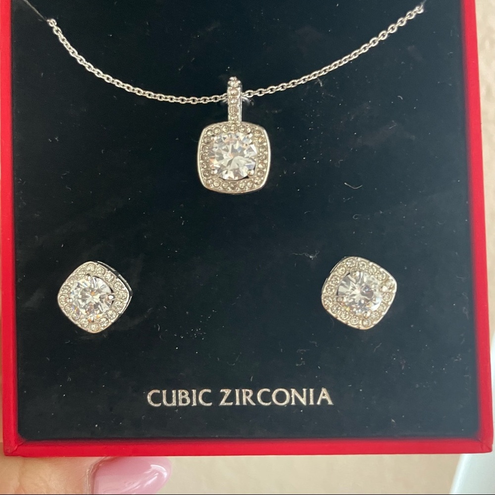 New Sparkle Allure 2-pc. Cubic Zirconia Pure Silver Over Brass Jewelry Set - Picture 3 of 4